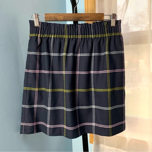 J. Crew Navy Windowpane Plaid Sidewalk Skirt - Picture 3 of 6
